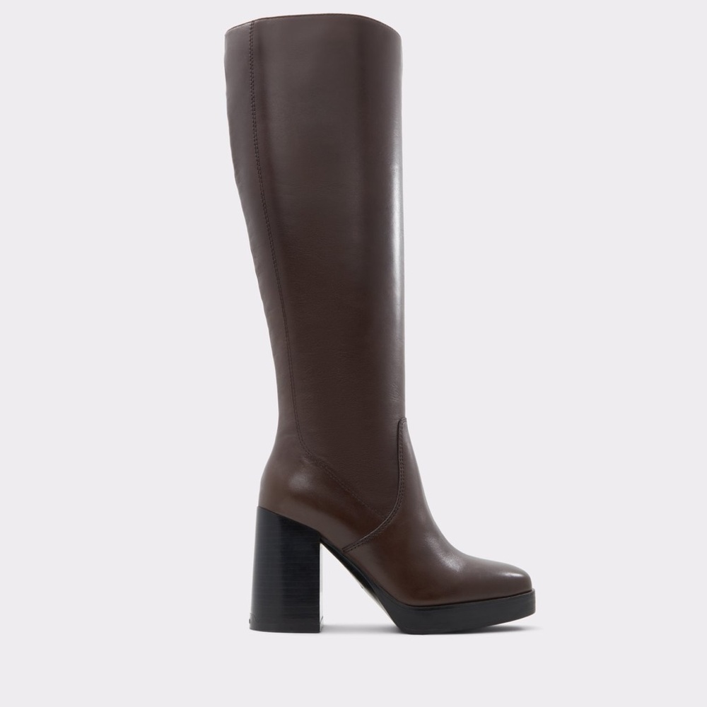 Aldo Equine Knee-high Block heel Boots Dark Brown Size 7.5